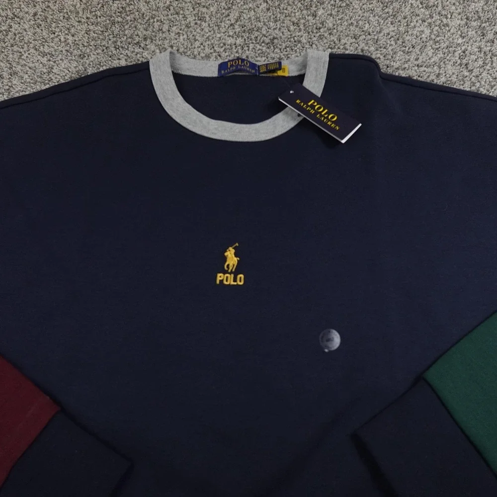 NEW Polo Ralph Lauren Sweatshirt Mens 4XLT Colorblock Pony Logo Crewneck Sweater